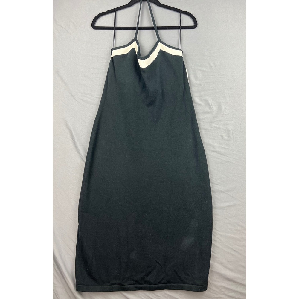 Lauren Ralph Lauren Dress Womens Medium Palm Beach Halter Knit Black Cream NWT